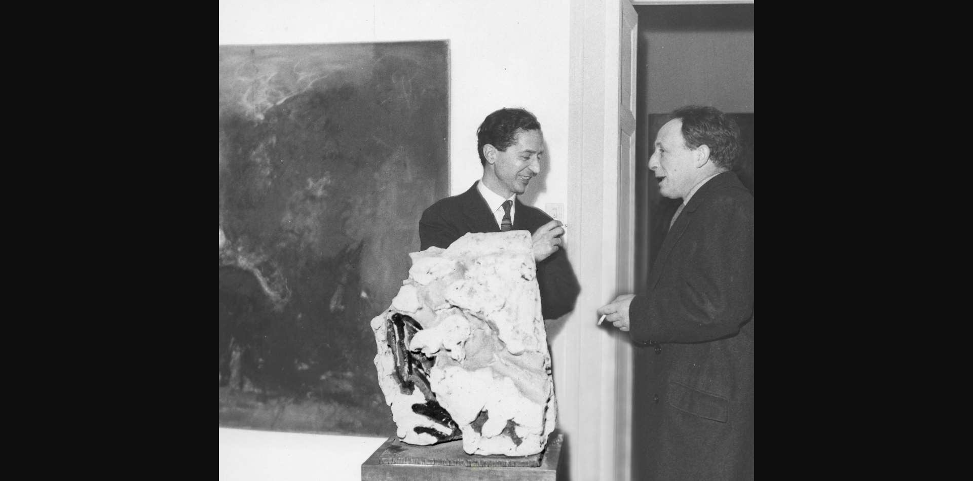 Bendini e Leoncillo all'inaugurazione de L'Attico, Roma,1957
